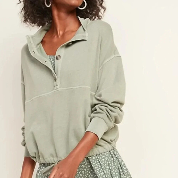 Old Navy Tops - Old Navy Garment-Dyed Mock-Neck Henley Sweatshirt